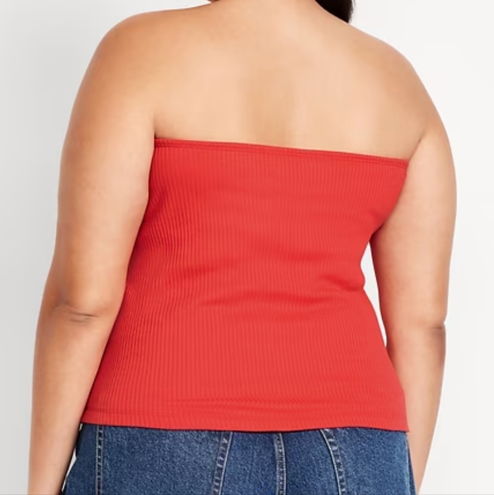 Old Navy Red Ribbed Strapless Camisole Tube Top - Picture 2 of 7